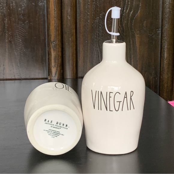 OIL & VINEGAR Rae Dunn Oil & Vinegar Ceramic Cruet Bottle Set - Picture 11 of 12